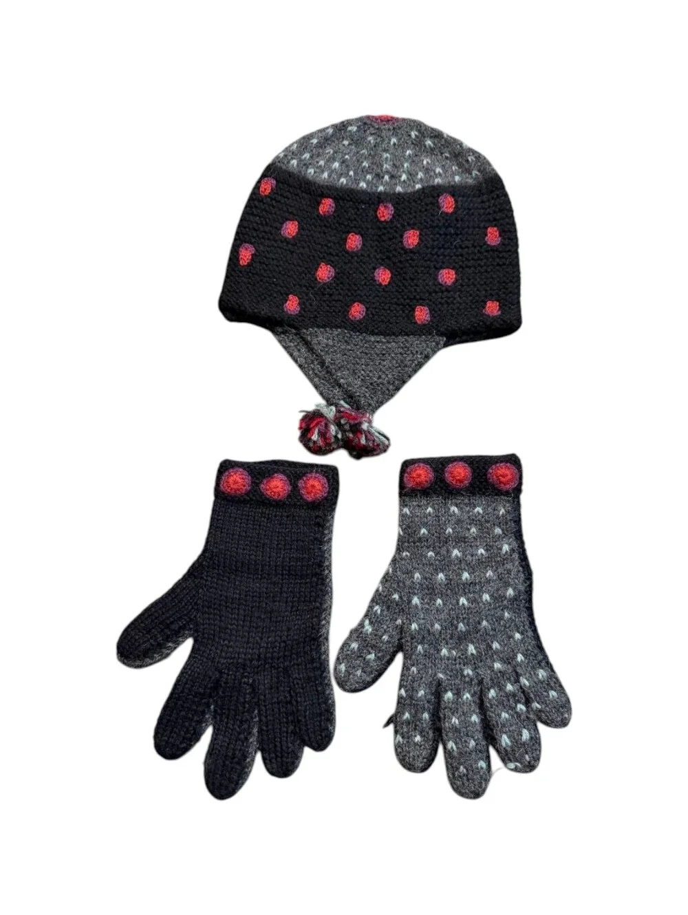 Little Journeys Chicago, Women's Alpaca Wool Hat + Gloves Set Handmade Peru